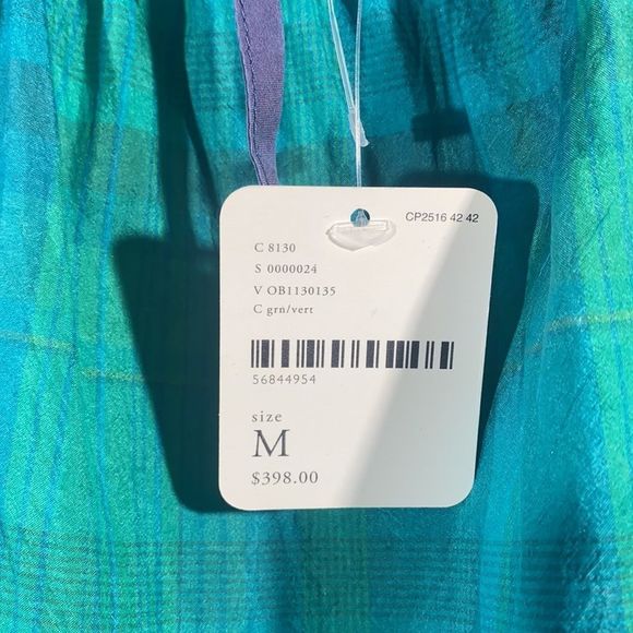 FREE PEOPLE TATTERSALL GREEN SEA BLUE SILK MAXI DRESS NWT NEW MEDIUM - Picture 8 of 14